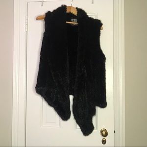 525 America REAL Rabbit Fur Black Vest